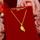 24K Lucky Fish Pendant Necklace for Women Jewelry Choker