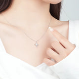 Vintage Plated Cross Pendant Necklace Women Zircon 925 Silver