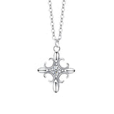 Vintage Plated Cross Pendant Necklace Women Zircon 925 Silver