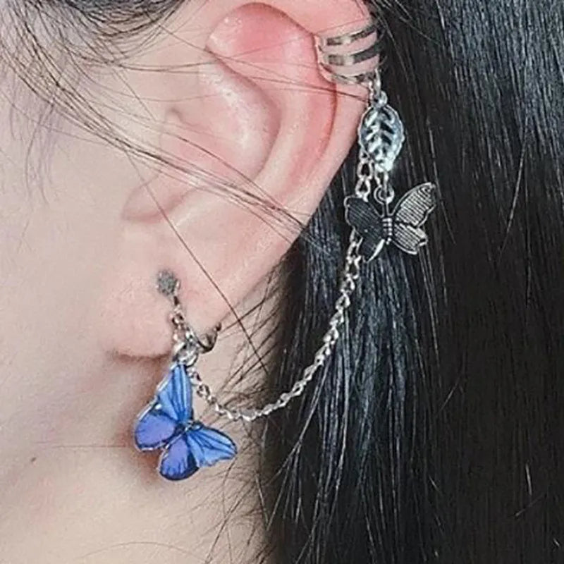 Green Butterfly Wedding Earrings Dangle Statement Earrings