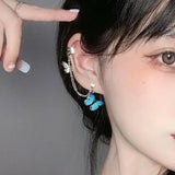 Green Butterfly Wedding Earrings Dangle Statement Earrings