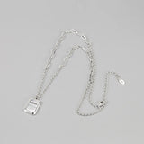 Geometric Square Letter Necklace - Retro S925 Silver
