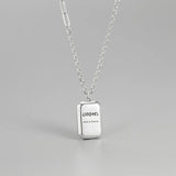 Geometric Square Letter Necklace - Retro S925 Silver