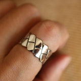 Vintage Thai Silver Open Ring Geometric Design 925 Silver Punk Fashion
