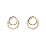 Rhinestone Pearl Circles Earrings Jewelry Earing