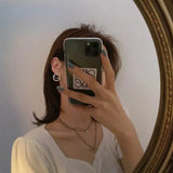 Rhinestone Pearl Circles Earrings Jewelry Earing