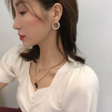 Rhinestone Pearl Circles Earrings Jewelry Earing