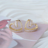 14K Heart CZ Stud Earring for Women