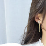 Romantic Butterfly Earrings Long Zircon Tassel Stud Jewelry