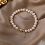 Round Magnet Buckle Pearl Bracelet Minimalist Style Beaded Handjewelry