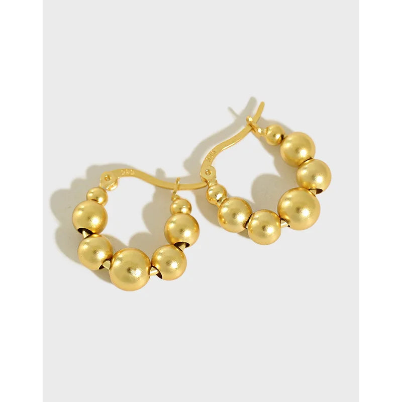 S925 Silver Geometric Bead Earrings Elegant Temperament Silver Earrings