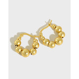 S925 Silver Geometric Bead Earrings Elegant Temperament Silver Earrings