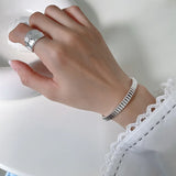 S925 Sterling Silver Bracelet Irregular Concave Convex Gear Personality Silver