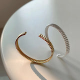 S925 Sterling Silver Bracelet Irregular Concave Convex Gear Personality Silver