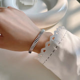 S925 Sterling Silver Bracelet Irregular Concave Convex Gear Personality Silver