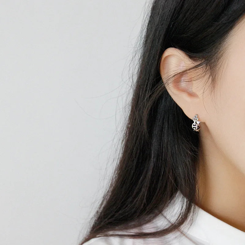 S925 Silver Clip Earrings Vintage Chain Ear Buckle