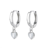 Opal Heart Clip Earrings Silver Colorful Wedding Party Jewelry Gift Female