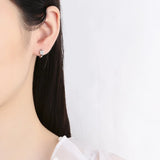 Sterling Silver Crystal Butterfly Hoop Earrings Wedding Party Jewelry