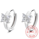 Sterling Silver Crystal Butterfly Hoop Earrings Wedding Party Jewelry