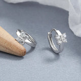 Sterling Silver Crystal Butterfly Hoop Earrings Wedding Party Jewelry