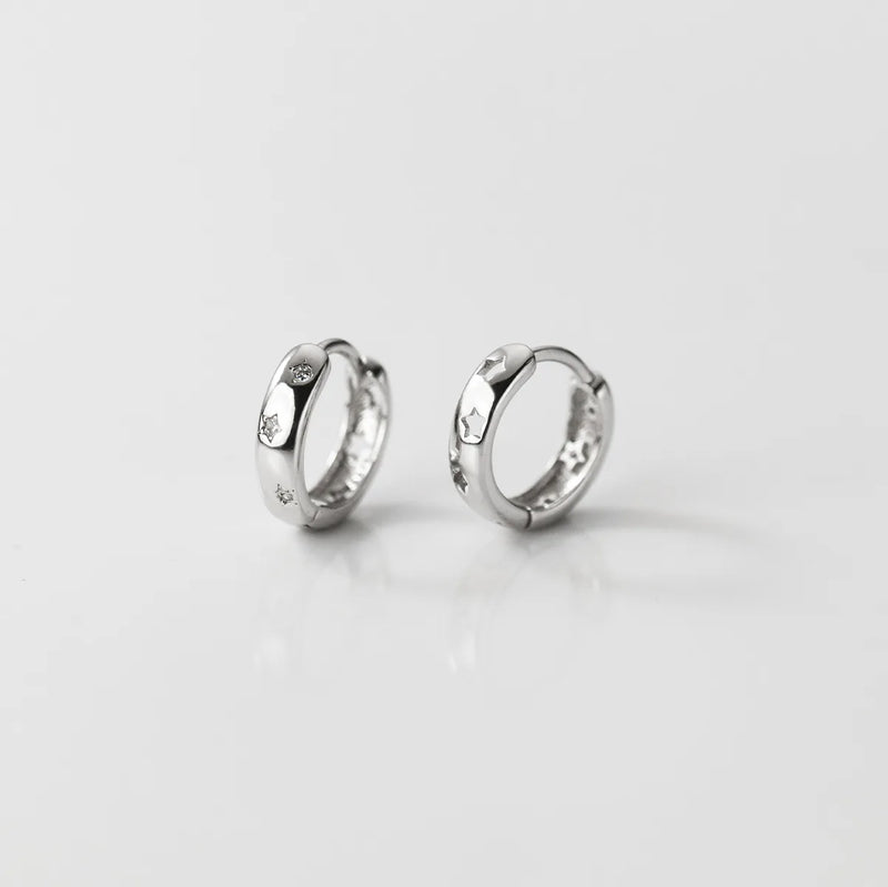 S925 Crystal Hollow Star Clip Earrings Wedding Party Jewelry