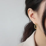 S925 Silver Fried Dough Twist Earrings