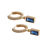 S925 Silver Earrings with Diamond Zircon Square Plated Earrings
