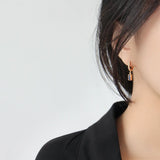 S925 Silver Earrings with Diamond Zircon Square Plated Earrings