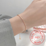 925 Sterling Silver Bracelet Square 14K Plated for Women Girls