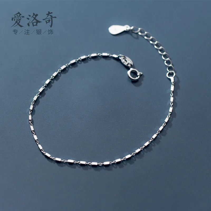 925 Sterling Silver Bracelet Square 14K Plated for Women Girls