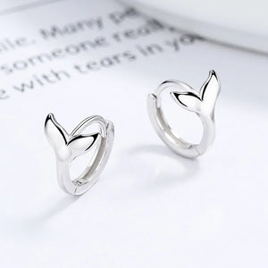 S925 Sterling Silver Fish Tail Hoop Earrings For Women