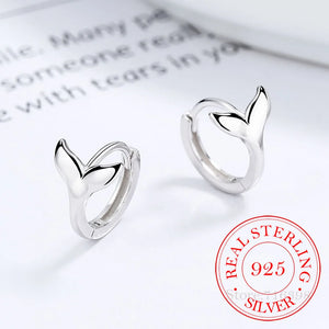 S925 Sterling Silver Fish Tail Hoop Earrings For Women