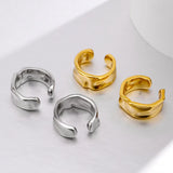 Sterling Silver Geometric Earclip Smooth Wrinkle Paper Design