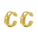 Sterling Silver Geometric Earclip Smooth Wrinkle Paper Design