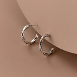 S925 Sterling Silver Letter Curve Hoop Clip Earrings For Women Girls