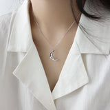 S925 Sterling Silver Necklace Minimal Moon Female Necklace Collar