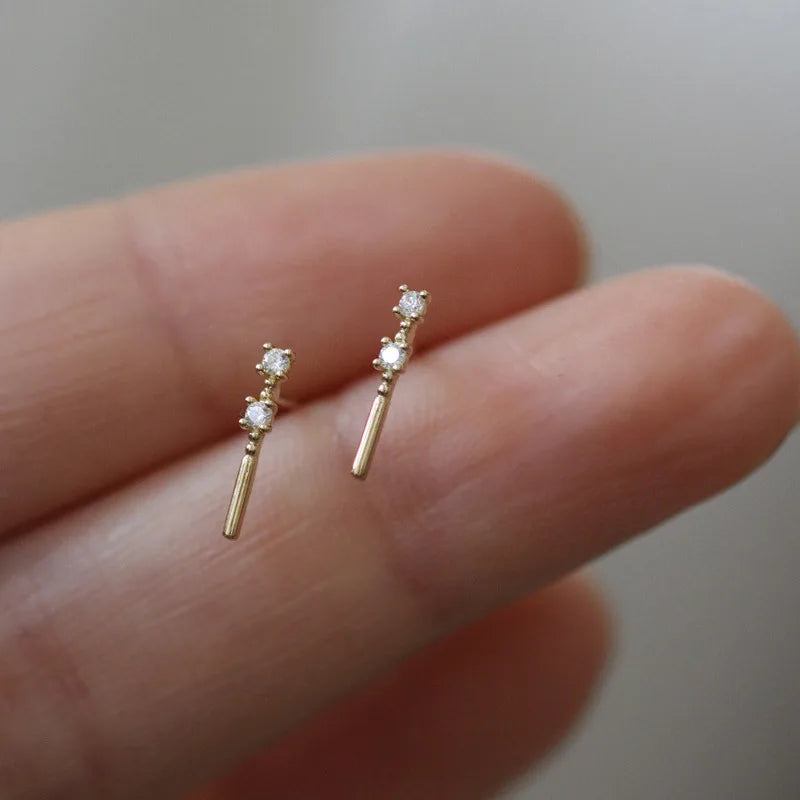 S925 Sterling Silver 14K Earrings with Zircons