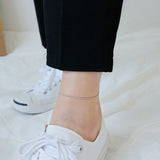 S925 Silver Thin Cross-chain Round Beads Anklet Foot Ornaments