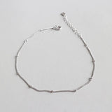 S925 Silver Thin Cross-chain Round Beads Anklet Foot Ornaments