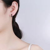 S925 Sterling Silver Buckle Clip Earrings Enamel Women Wedding Jewelry