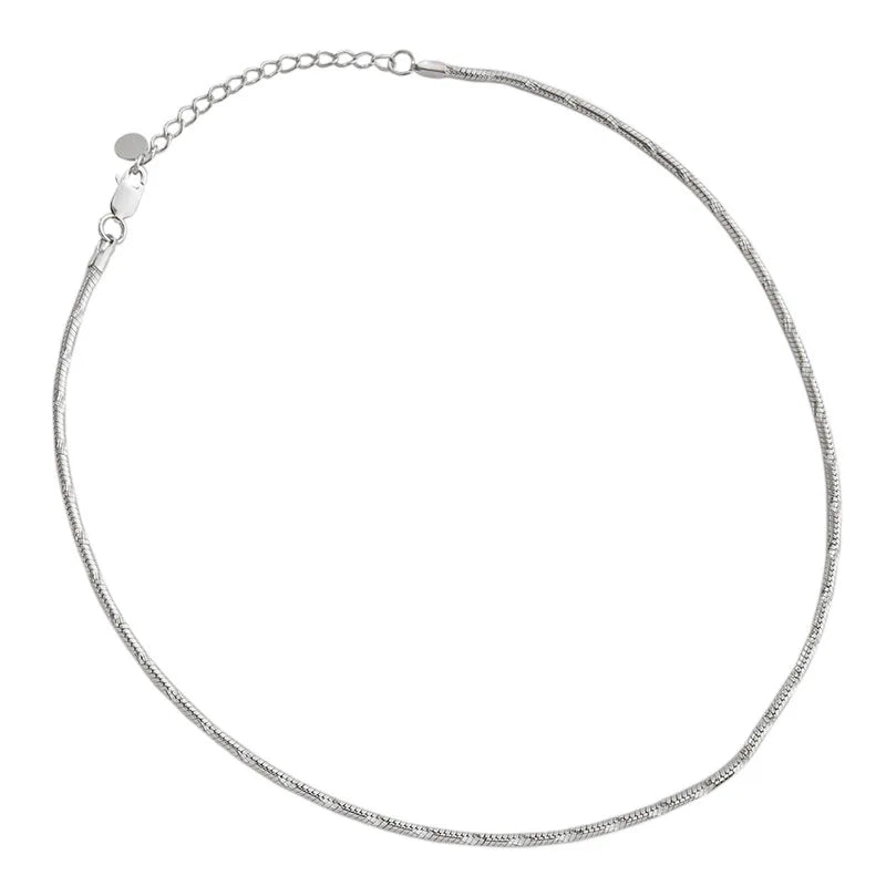 S925 Sterling Silver Necklace Snake Bone Chain Choker