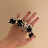 Small Fragrance Bow Pearl Hair Rope Elastic Hair Scrunchie Lady Hair Accessories