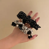 Small Fragrance Bow Pearl Hair Rope Elastic Hair Scrunchie Lady Hair Accessories