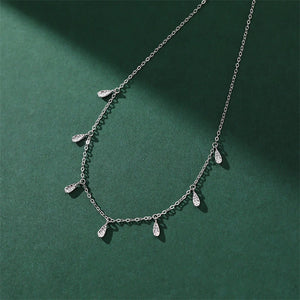 Zircon Water Drop Choker 925 Silver Clavicle Chain Necklace