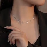 Zircon Water Drop Choker 925 Silver Clavicle Chain Necklace