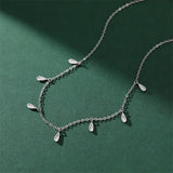 Zircon Water Drop Choker 925 Silver Clavicle Chain Necklace