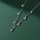 Zircon Water Drop Choker 925 Silver Clavicle Chain Necklace
