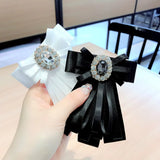 Gemstone Flower Bow Tie Brooch for Women