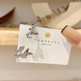 Silver Butterfly Ear Clips Zircon Clip Earrings Wedding Jewelry