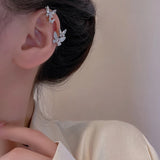 Silver Butterfly Ear Clips Zircon Clip Earrings Wedding Jewelry